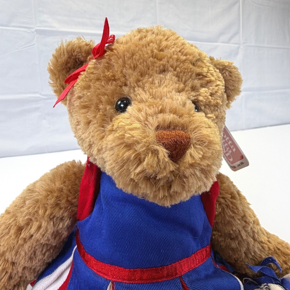 GUND Victoria 15125 Cheerleader Teddy Bear Plush Red White Blue Poms NWT 1038